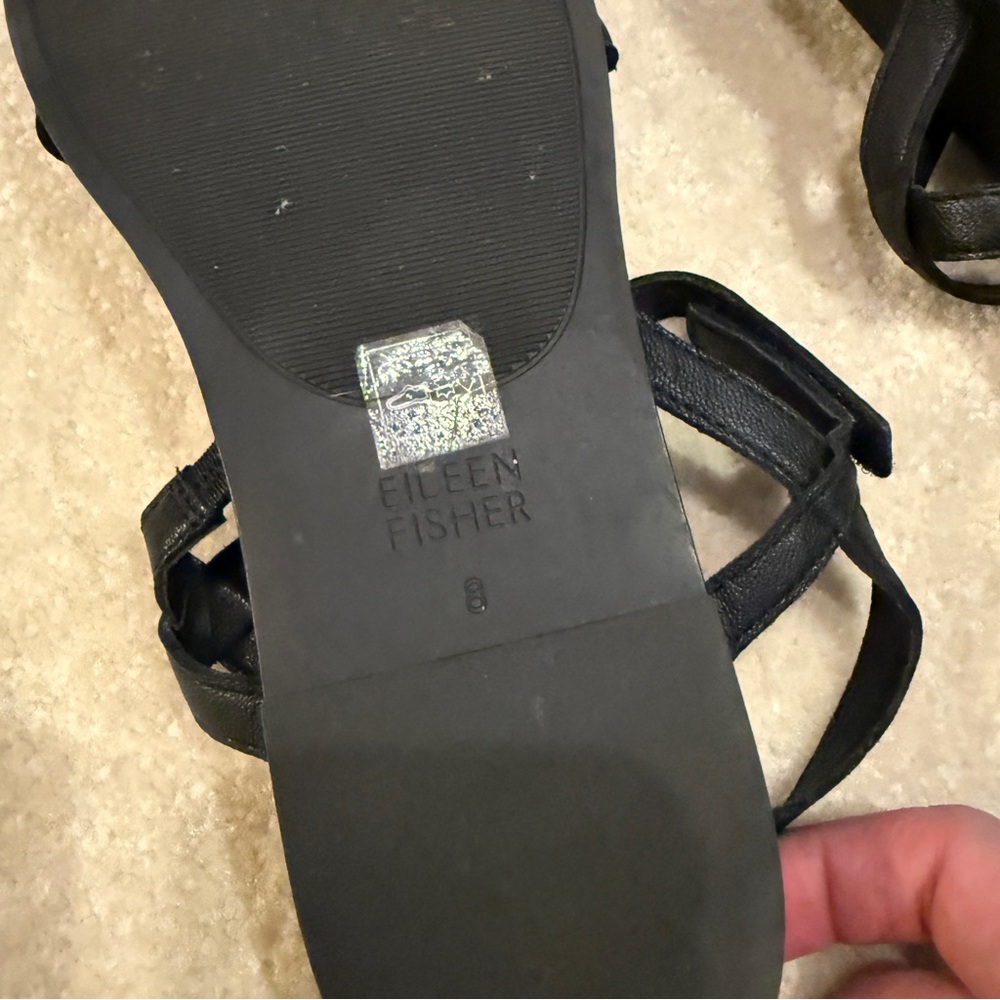 Eileen Fisher Demo Leather Ankle-Strap Sandals - Picture 6 of 8